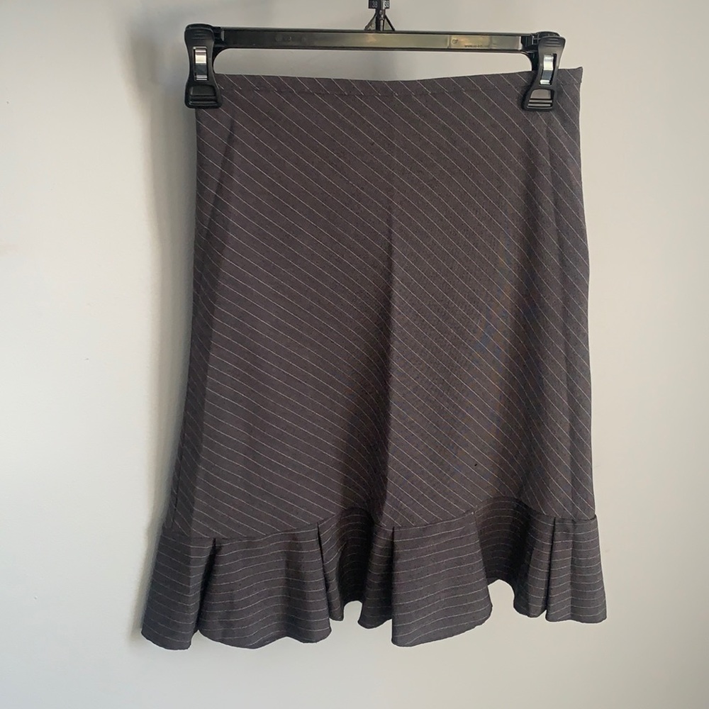 Copper Key Grey & White Diagonal Stripe Skirt with Flowing Hem